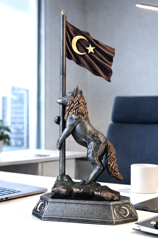 Türk Bayrağını Tutan Kurt biblosu