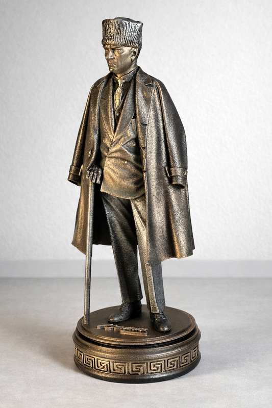 Atatürk Paltolu Elinde Baston Biblo