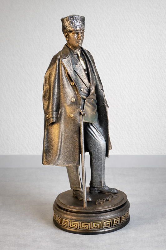 Atatürk Paltolu Elinde Baston Biblo